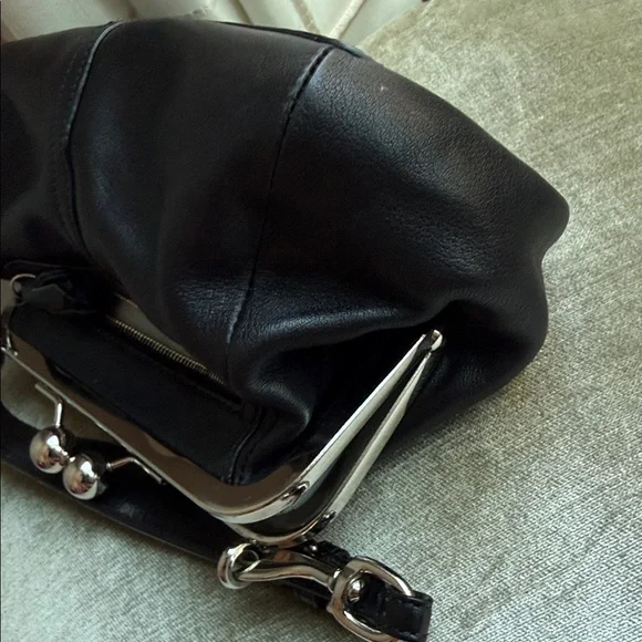 Coach Black Leather Clutch with Silver Accents - Picture 8 of 12